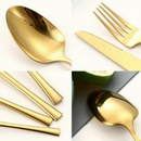 Kit Royal - Jogo de Talheres Em Aço Inox Com Acabamento Em Dourado Elegante - Entrega Grátis