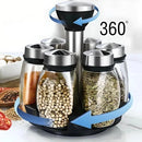 Porta Temperos e Especiarias Giratório Em Inox e Vidro Com 7 Peças Para Cozinha - Entrega Grátis