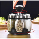 Porta Temperos e Especiarias Giratório Em Inox e Vidro Com 7 Peças Para Cozinha - Entrega Grátis